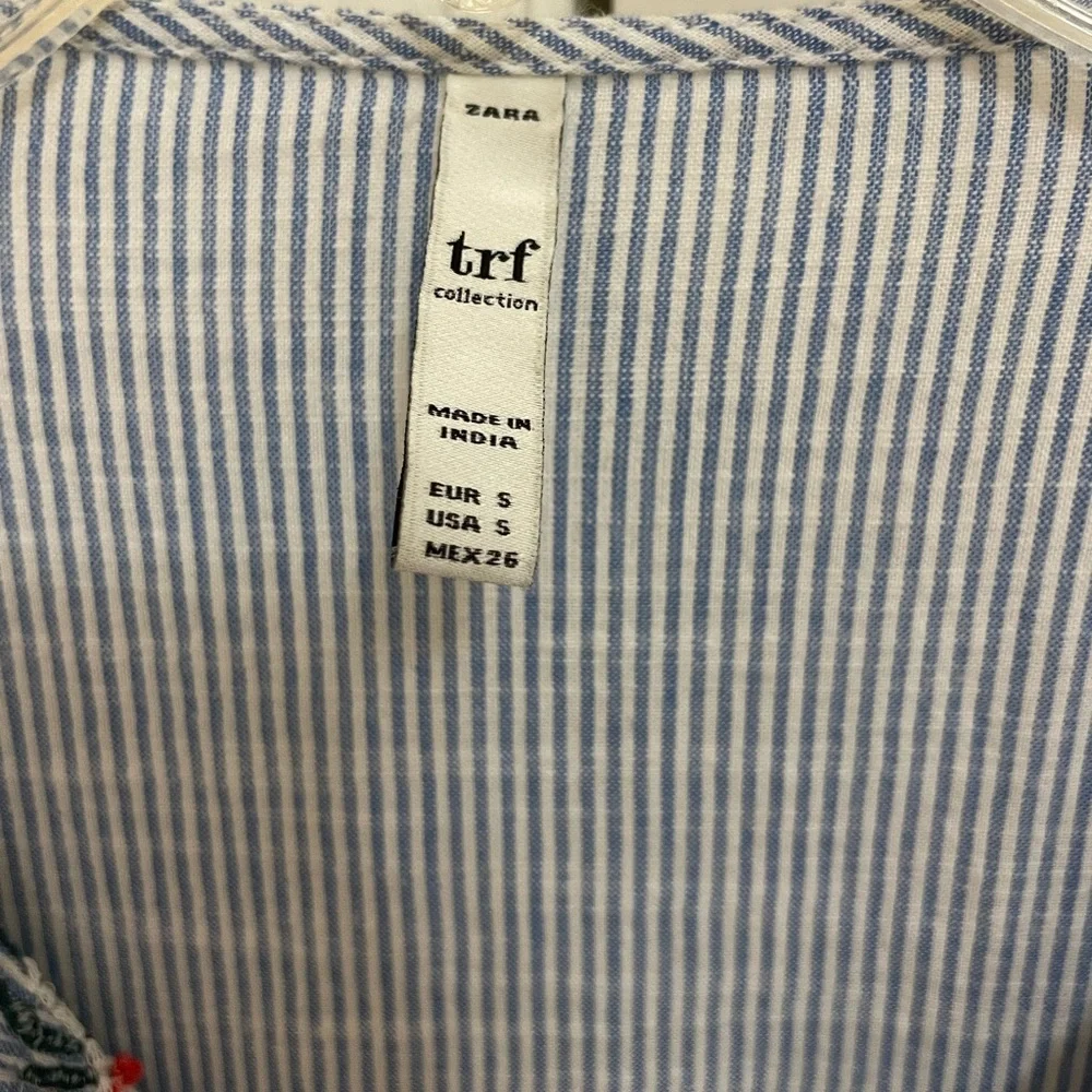 Zara blue and white stripped embroidered dress - Picture 3 of 6